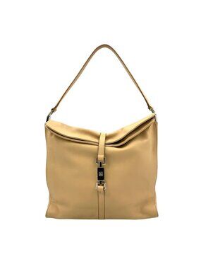 Gucci Jackie Logo Leather Beige Shoulder Bag Silver